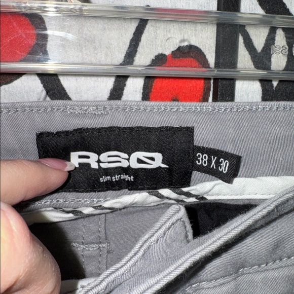 RSQ 38x30 Chino Straight Flat Front Light Gray Casual Work Trousers Pants - Picture 4 of 12